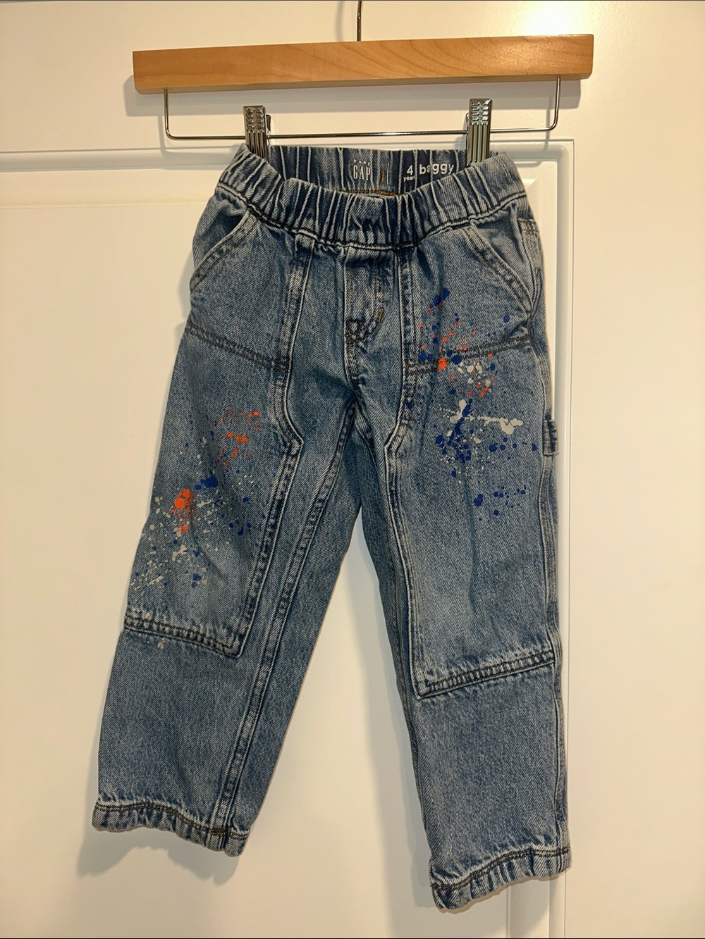 GAP Kids Denim Jeans with Blue and Orange Paint Splatter